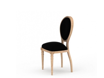 3d黑色软坐垫实木椅子模型