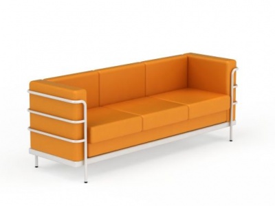 3d创意橙色三人沙发免费模型