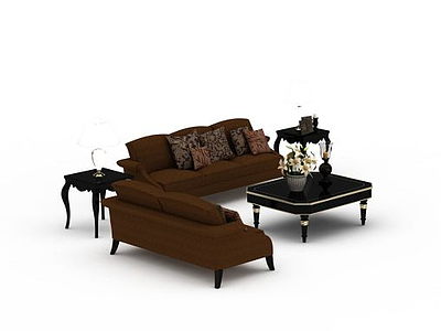 欧式沙发茶几组合模型3d模型