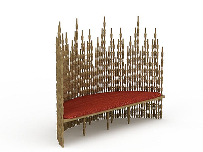 3d创意篱笆栏杆式长沙发椅免费模型