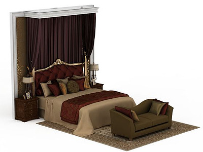 现代卧室床具模型3d模型