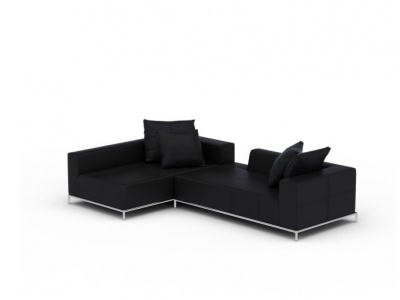 现代黑色皮沙发模型3d模型