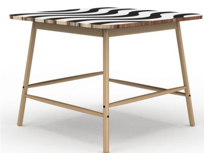 3d实木条纹桌模型