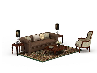 3d中式客厅沙发模型