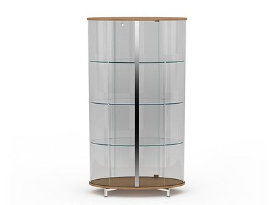 3d时尚圆形玻璃展示柜模型