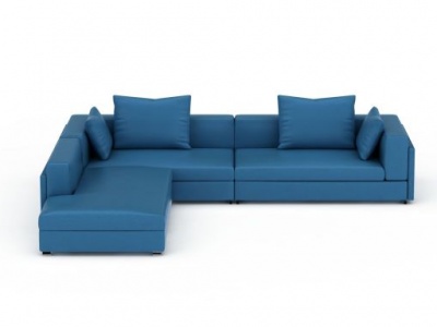 3d蓝色现代U型沙发套装免费模型