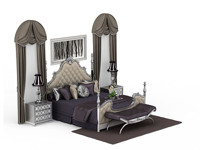 3d美式卧室家具套装免费模型