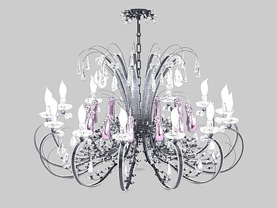 3d豪华花朵状水晶吊灯模型