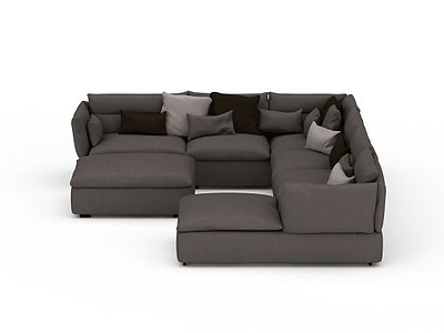 灰色沙发套装模型3d模型