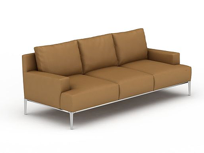 3d高档皮革三人沙发模型