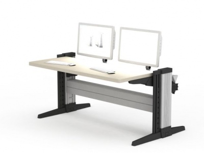 双电脑办公桌模型3d模型