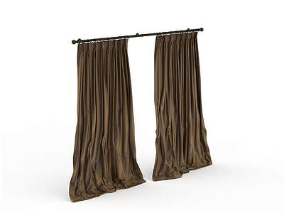 3d褐色窗帘模型