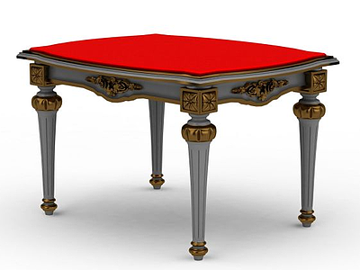 3d红色雕花桌模型
