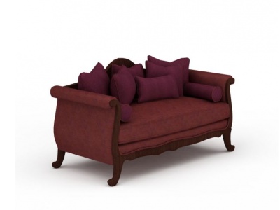枣红色布艺沙发模型3d模型