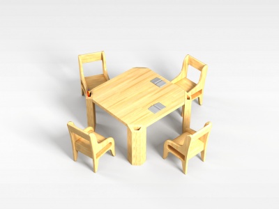 实木桌椅3d模型
