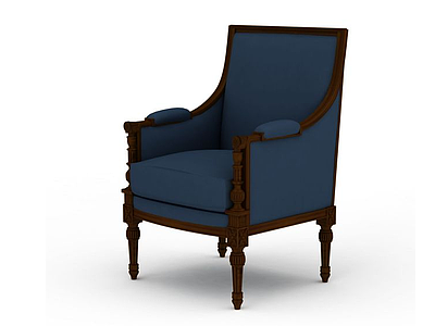 蓝色软包椅模型3d模型
