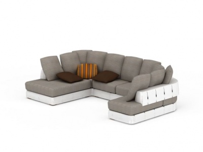 灰色沙发组合模型3d模型