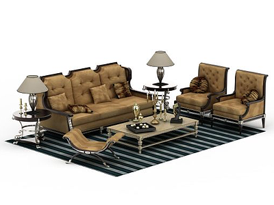 美式沙发组合模型3d模型