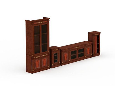 红色柜子组合模型3d模型