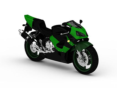 绿色摩托车模型3d模型