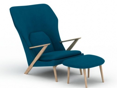 3d蓝色休闲沙发椅模型