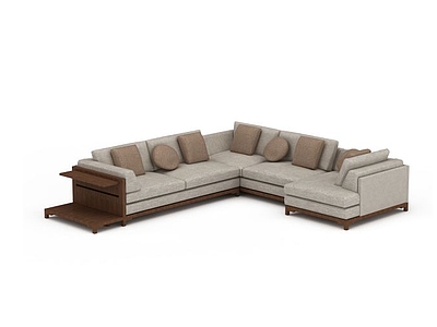 3d米色U型沙发免费模型