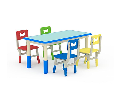 3d幼儿园桌椅免费模型