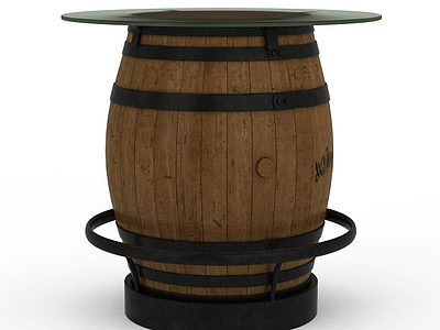 3d酒桶桌模型