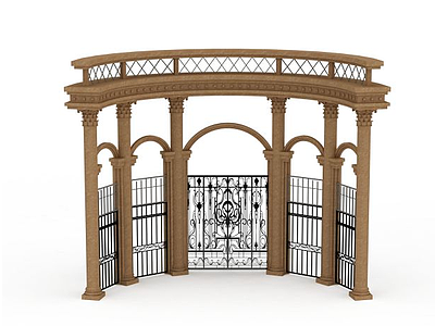 欧式拱形柱门模型3d模型