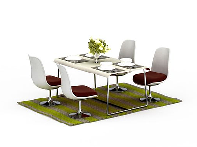 四人餐桌椅模型3d模型
