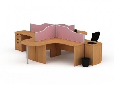 弧形办公桌模型3d模型