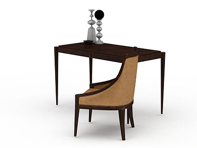 3d中式木质桌椅模型