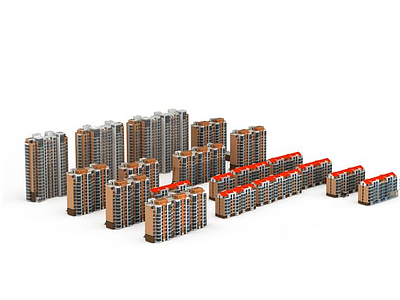 3d居民楼房模型