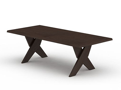3d木质交叉长桌模型