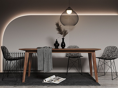 北欧简易餐桌椅3d模型