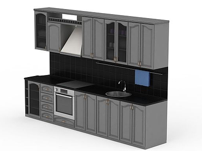 3d厨房整体橱柜模型