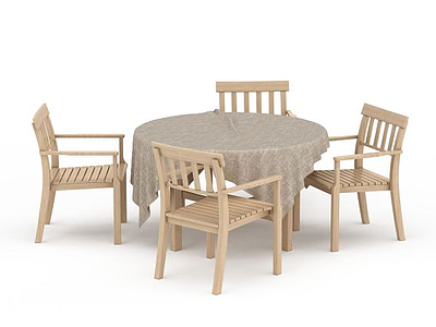 原木餐桌椅模型3d模型