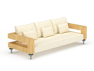 3d木质三人沙发免费模型