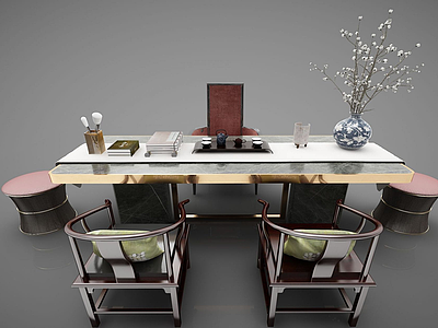 3d现代风格茶桌椅模型