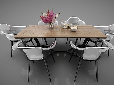 3d现代风格餐桌椅模型