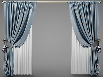 现代风格窗帘模型3d模型