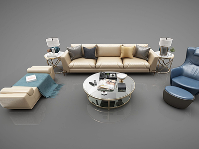 现代风格沙发组合模型3d模型