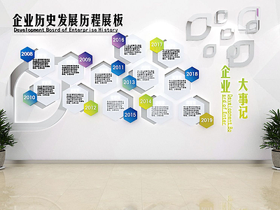 3d企业文化墙展厅文化墙模型