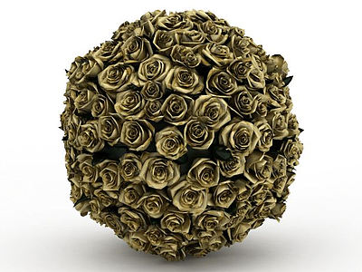 3d玫瑰花球模型