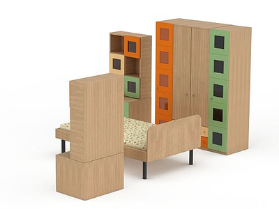 3d实木卧室家具免费模型