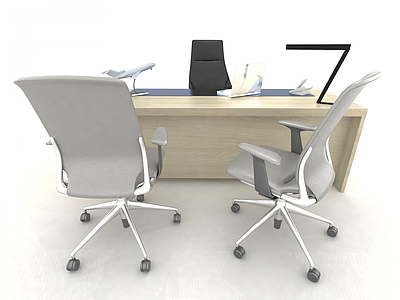 3d现代风格办公桌椅模型