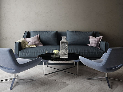 3d现代客厅沙发茶几模型