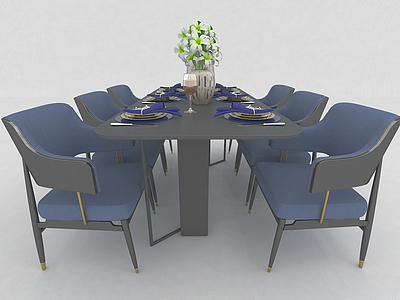 3d现代餐厅桌椅模型