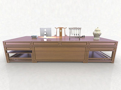 中式办公桌椅模型3d模型