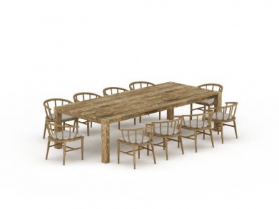 多人餐桌餐椅模型3d模型
